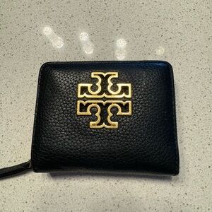 Tory Burch Black Wallet with Gold Logo